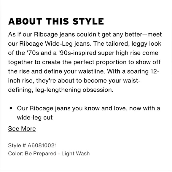 Levi's Rib Cage Wide Leg - Light Wash, Size 23/32 - Picture 9 of 17